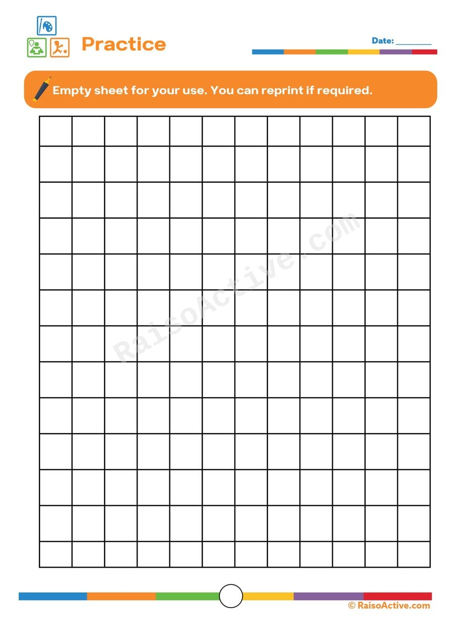 Practice Grid Worksheet for Early Learners