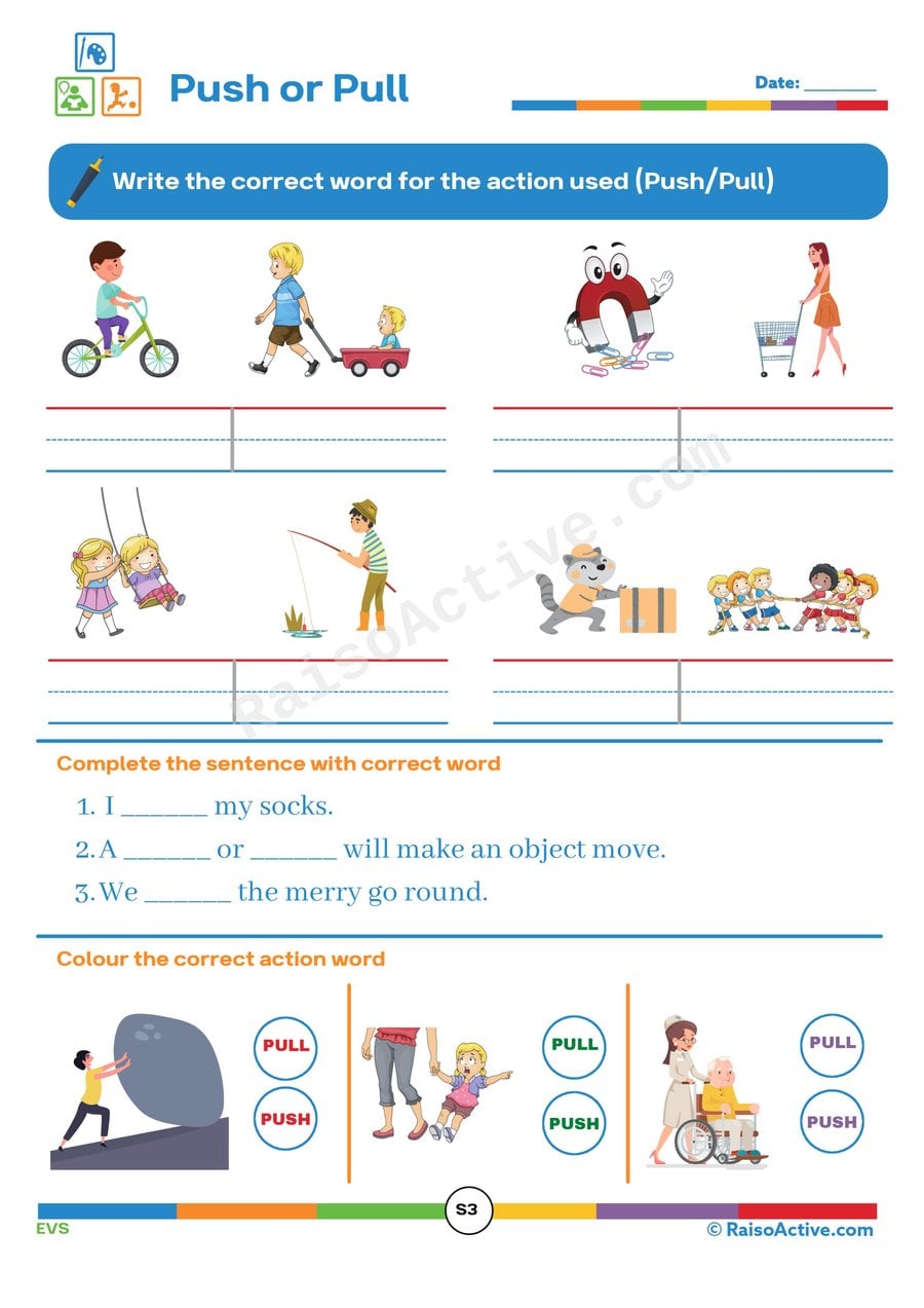 Push or Pull Worksheet: Identifying Actions!