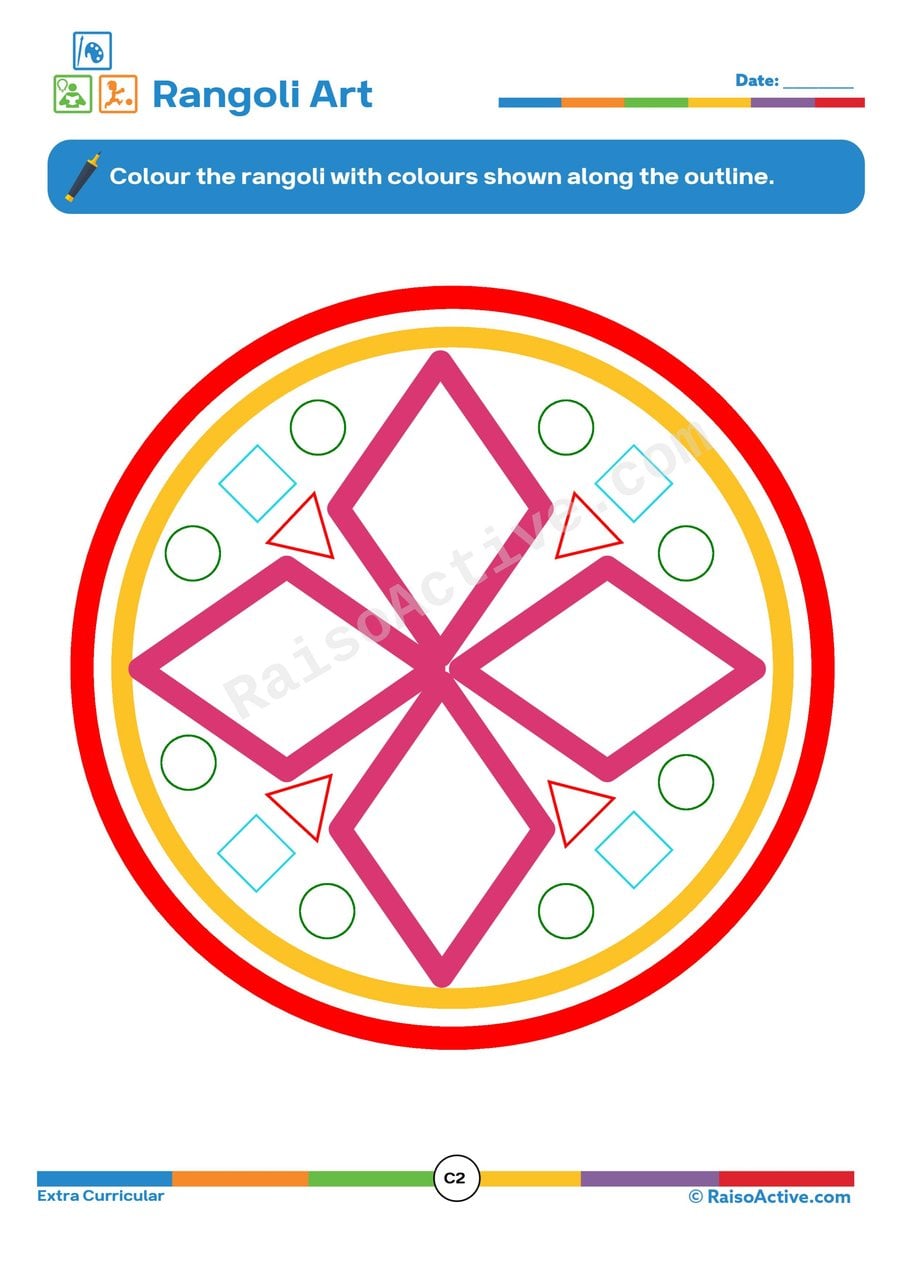 Rangoli Art Coloring Worksheet for Kids