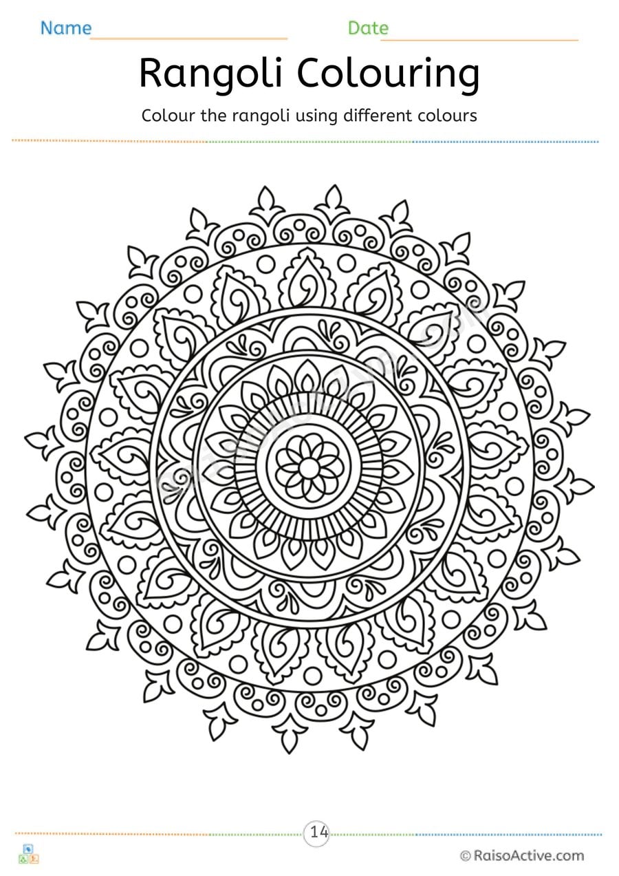 Rangoli Coloring Worksheet for Kids