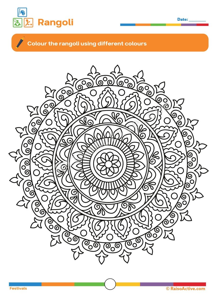 Rangoli Coloring Worksheet for Kids