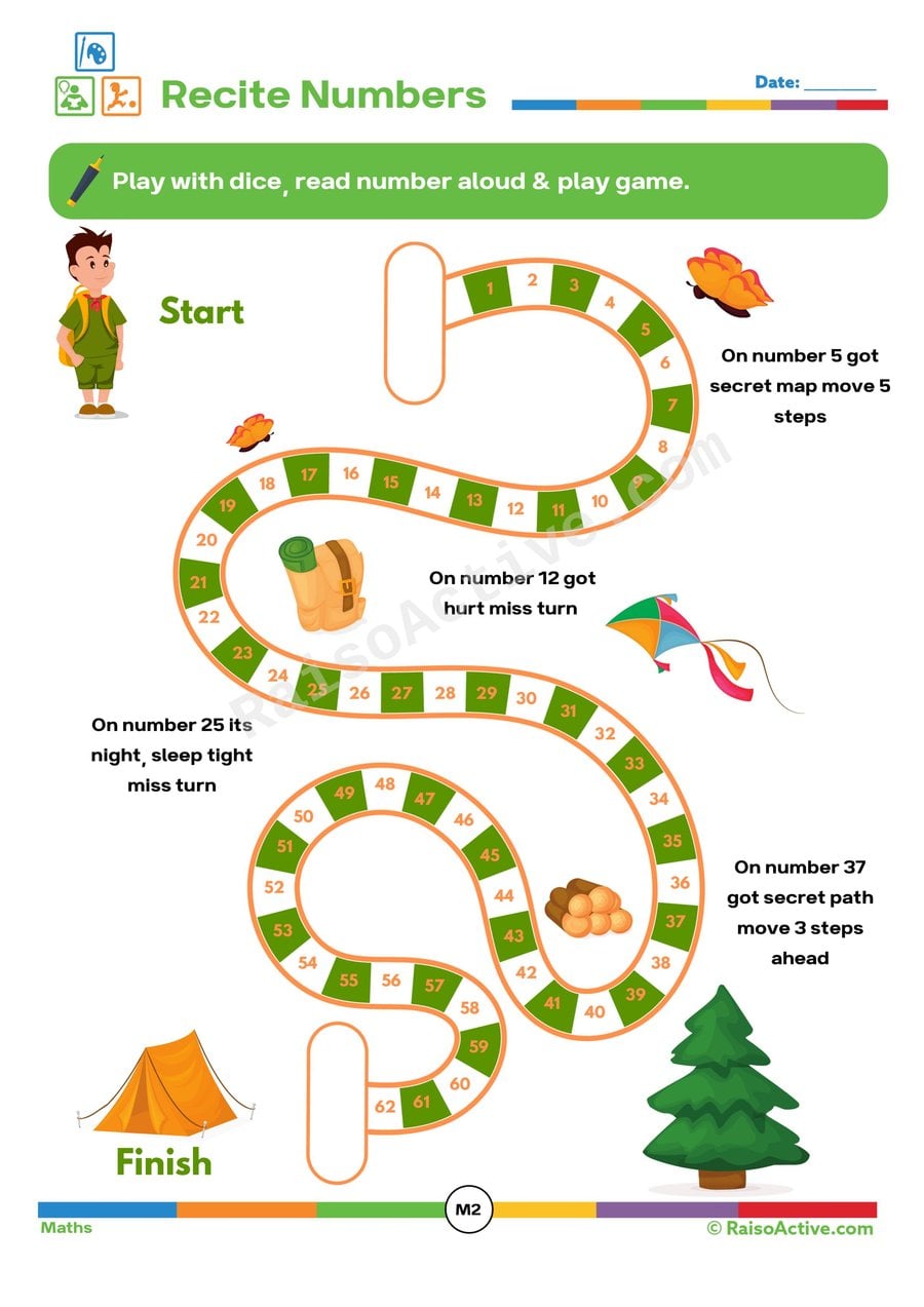 Recite Numbers Game Worksheet for Kids