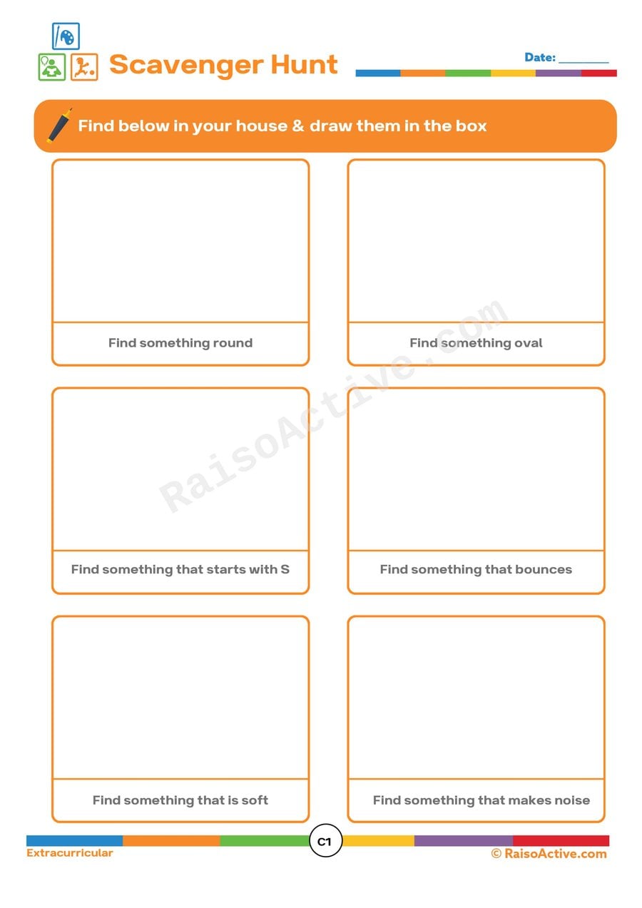 Scavenger Hunt Worksheet: Find & Draw!