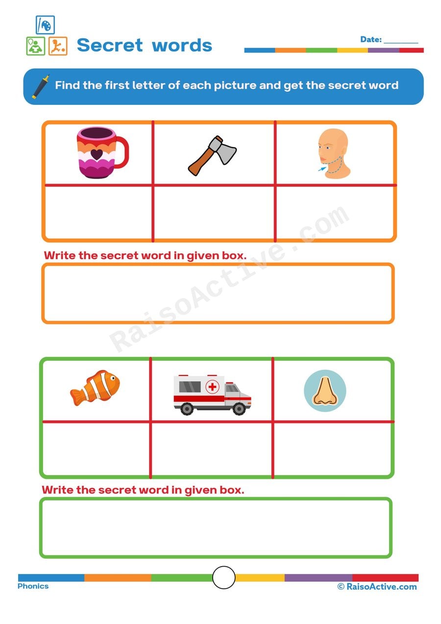 Secret Words Worksheet: Find the First Letter!
