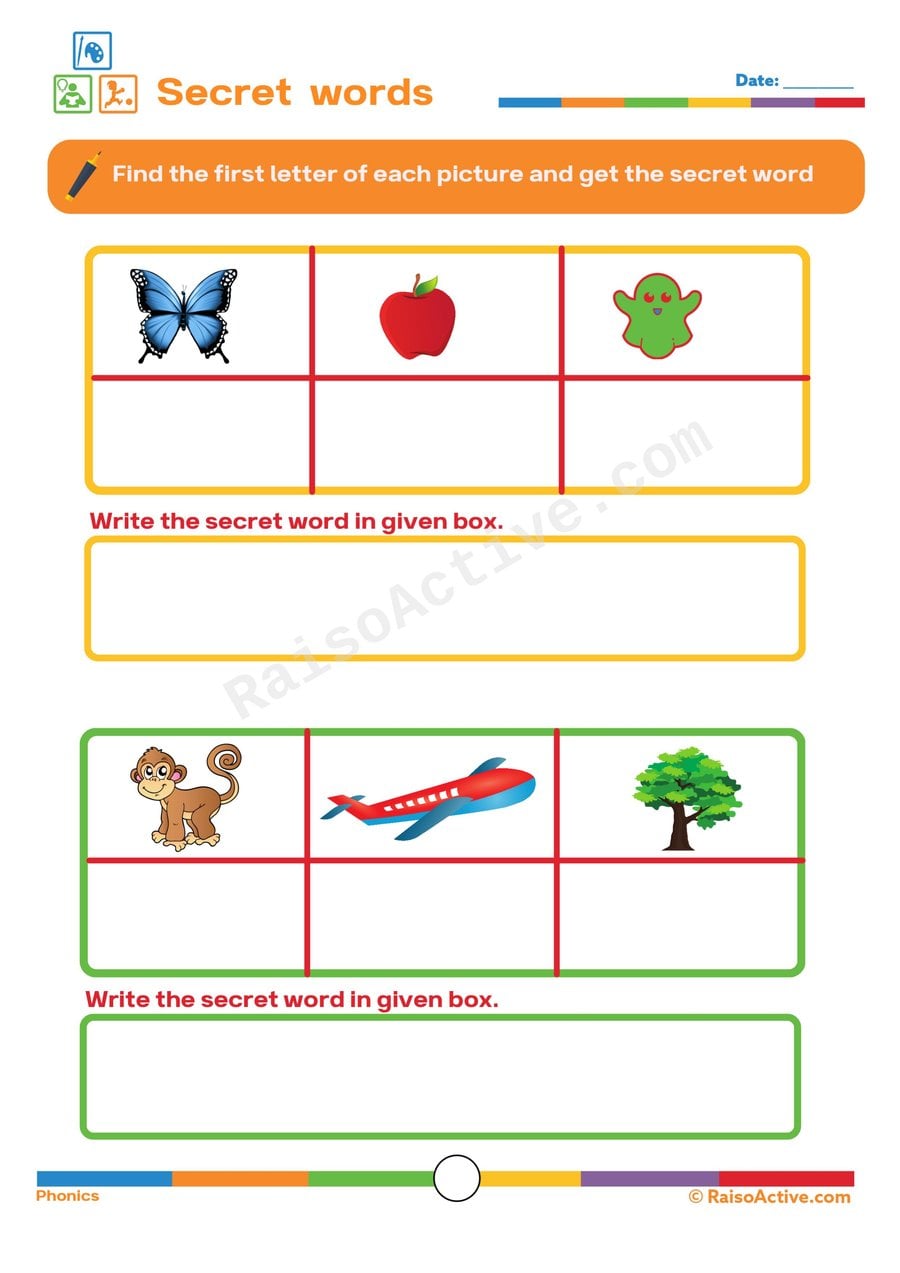 Secret Words Worksheet: Find the First Letter!