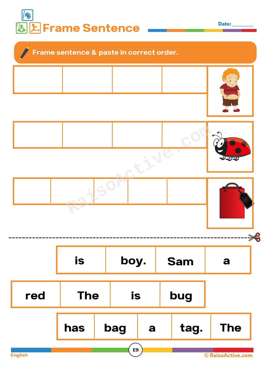 Sentence Building Worksheet: Sam is a boy!