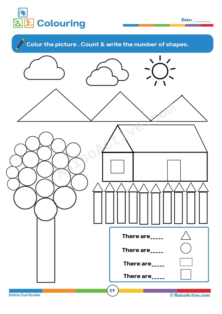 Shape Counting Fun: Count and Color the Shapes!