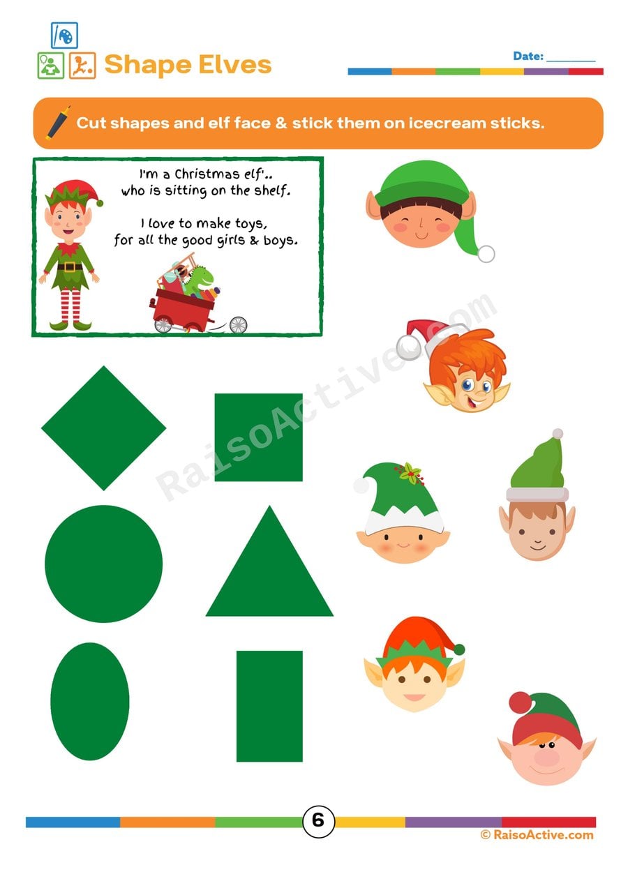 Shape Elves Worksheet: Cut, Paste, and Create!