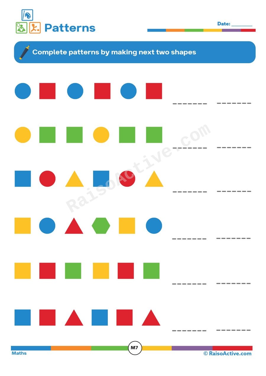 Shape Patterns Worksheet for Preschoolers