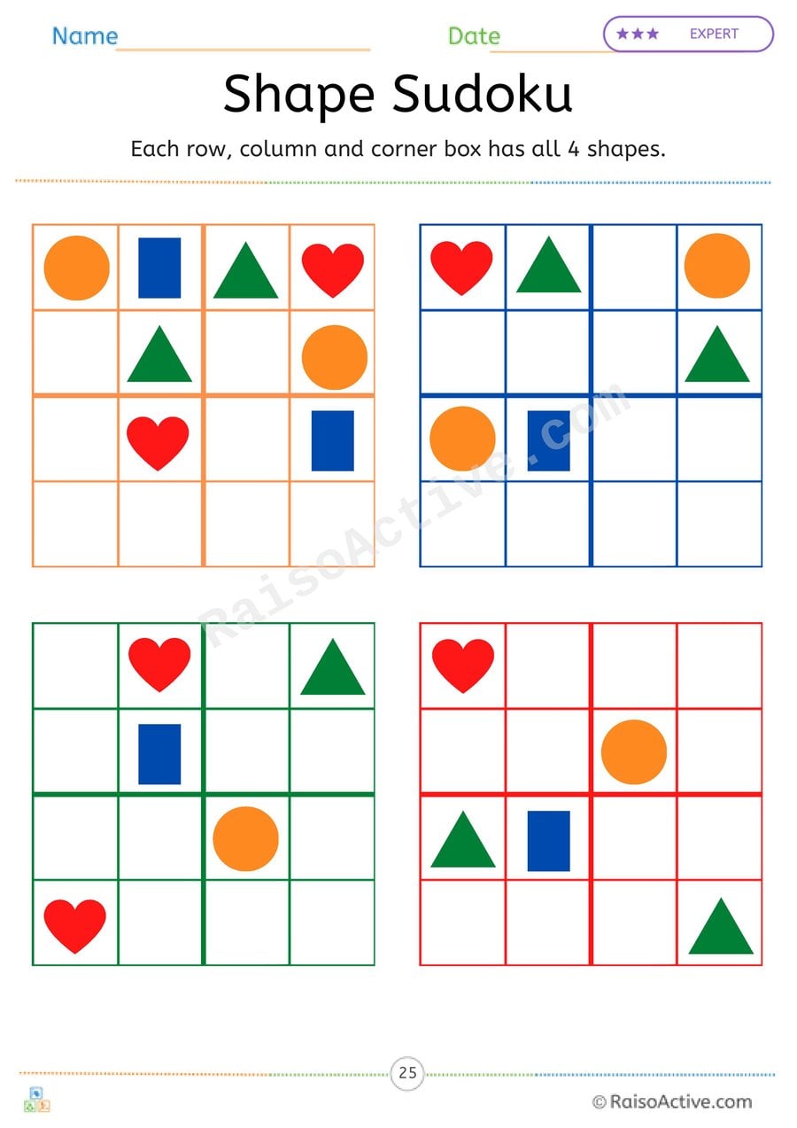 Shape Sudoku for Kids: 4x4 Shape Puzzles