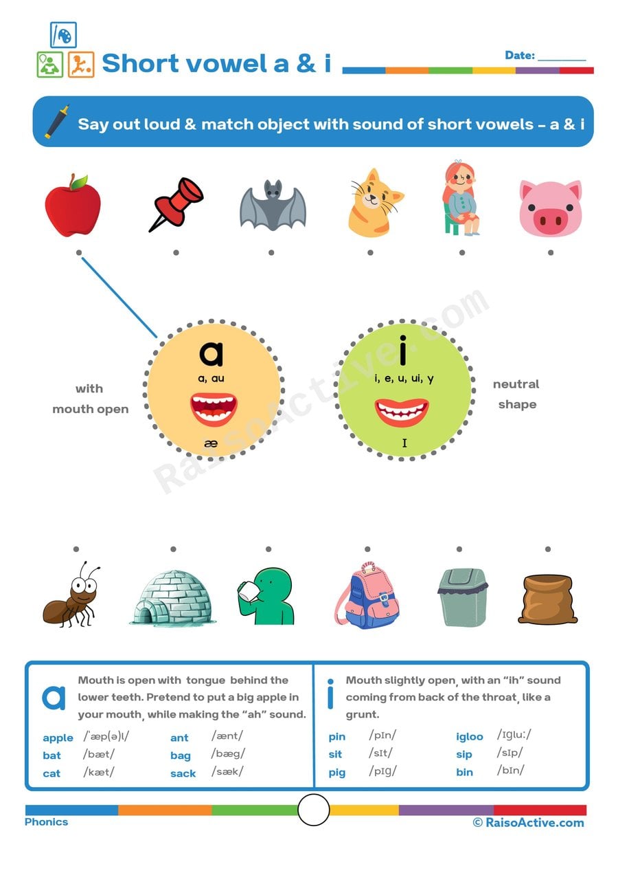 Short Vowel Sounds: Match the Pictures Worksheet