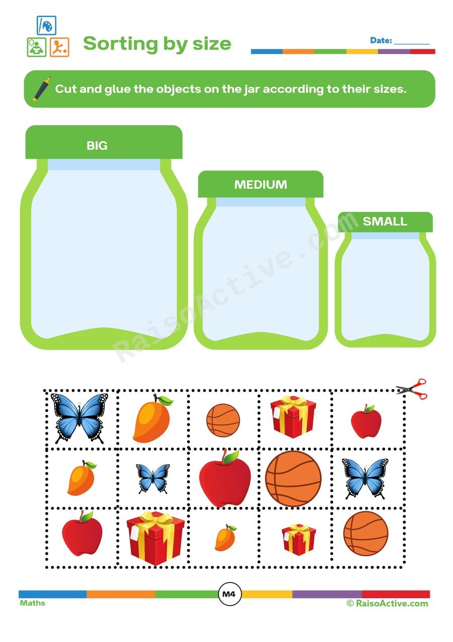 Sorting by Size: Cut and Paste Worksheet