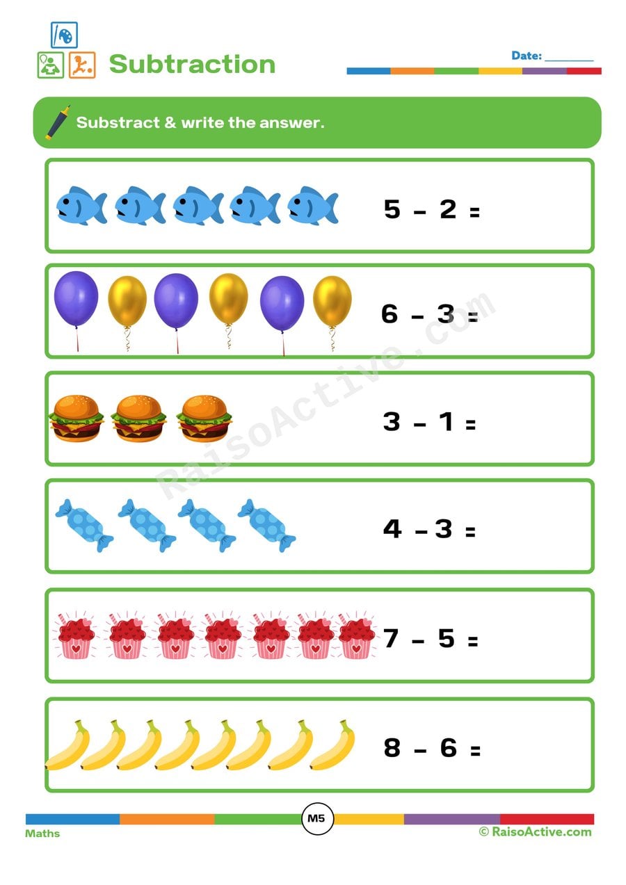 Subtraction Worksheet: Count and Subtract!