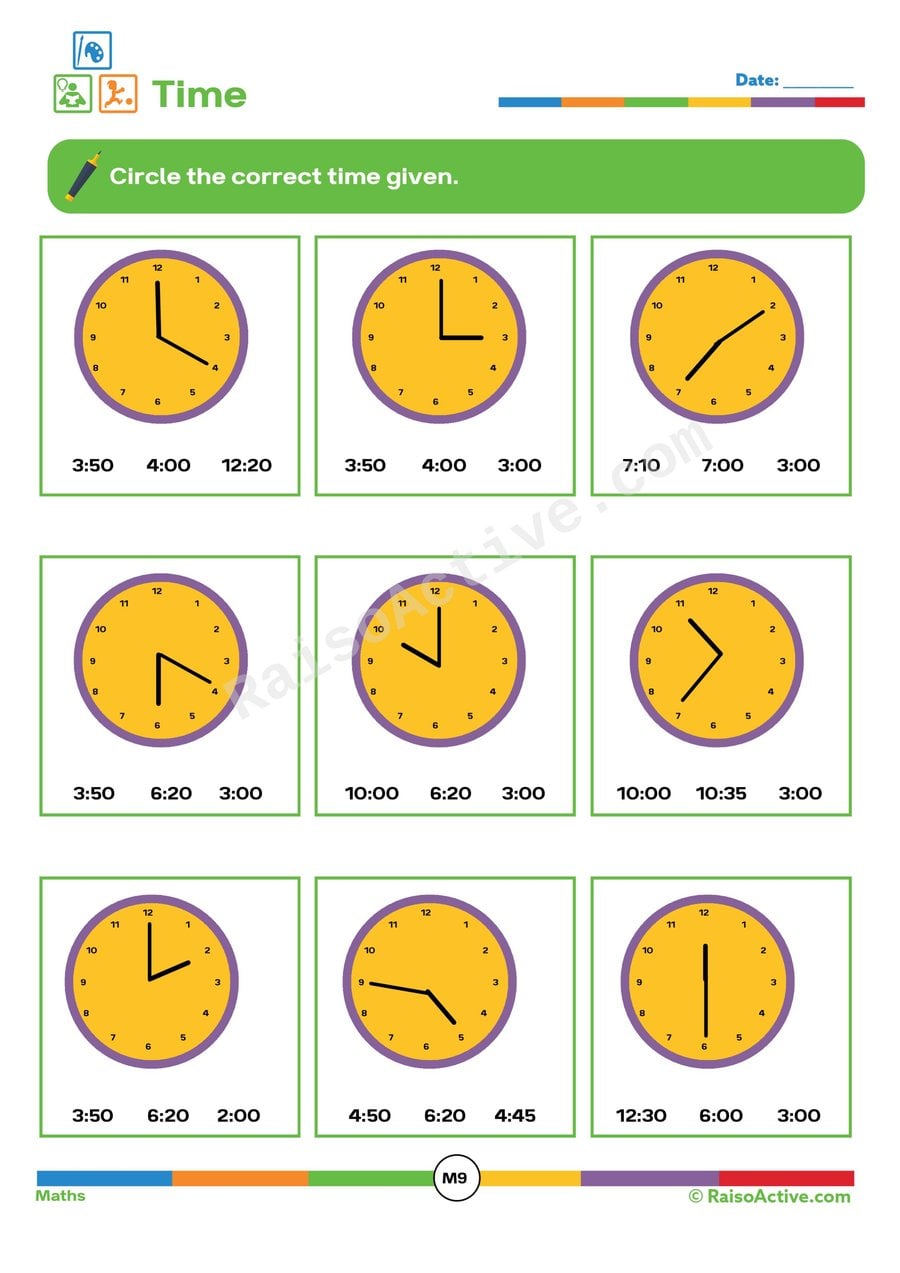 Time Telling Worksheet: Circle the Correct Time!