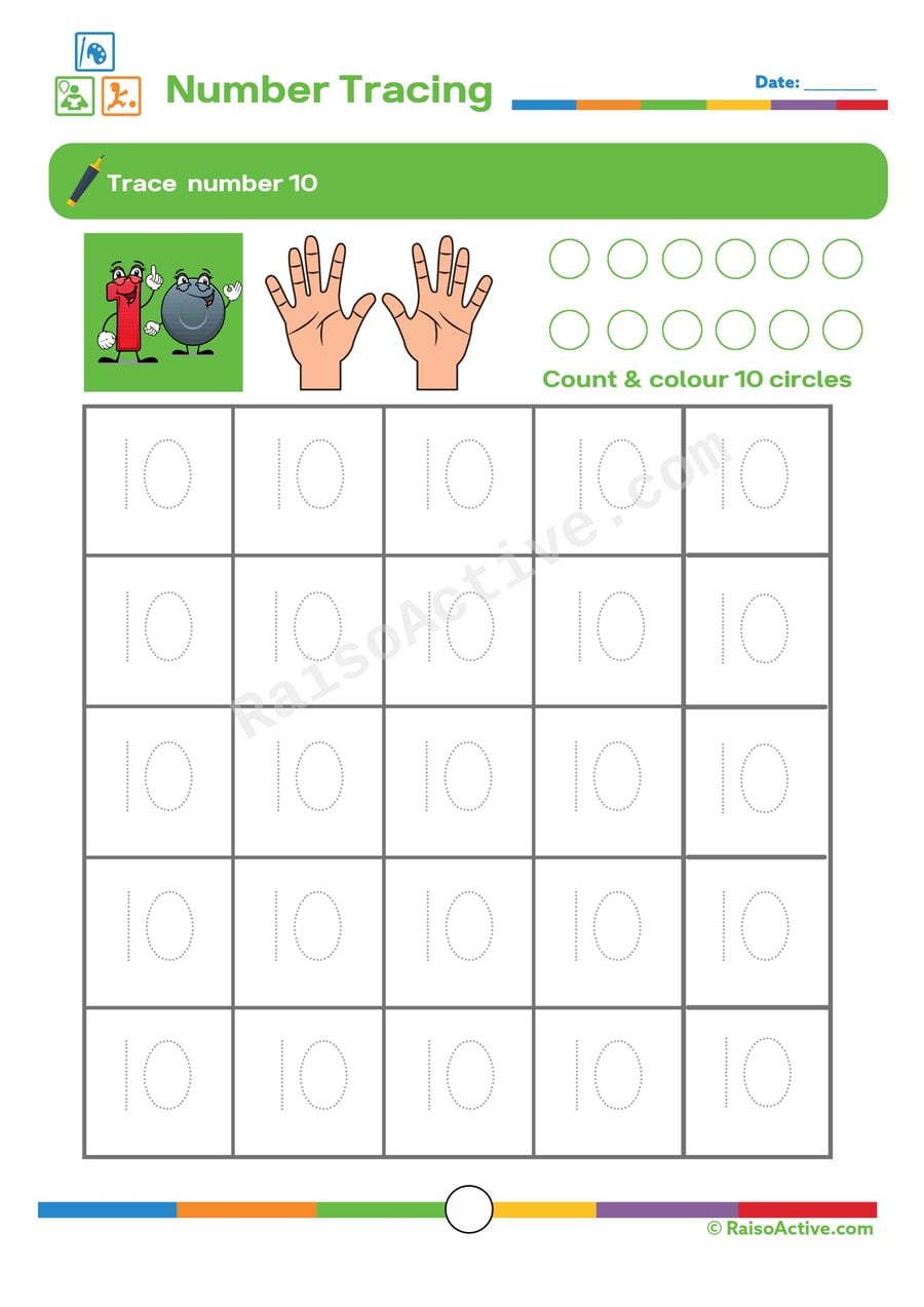 Trace and Count to 10! Number Tracing Worksheet