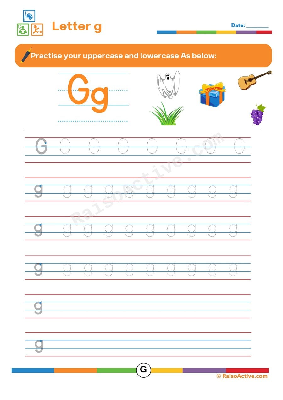 Trace the Letter G Worksheet for Preschoolers