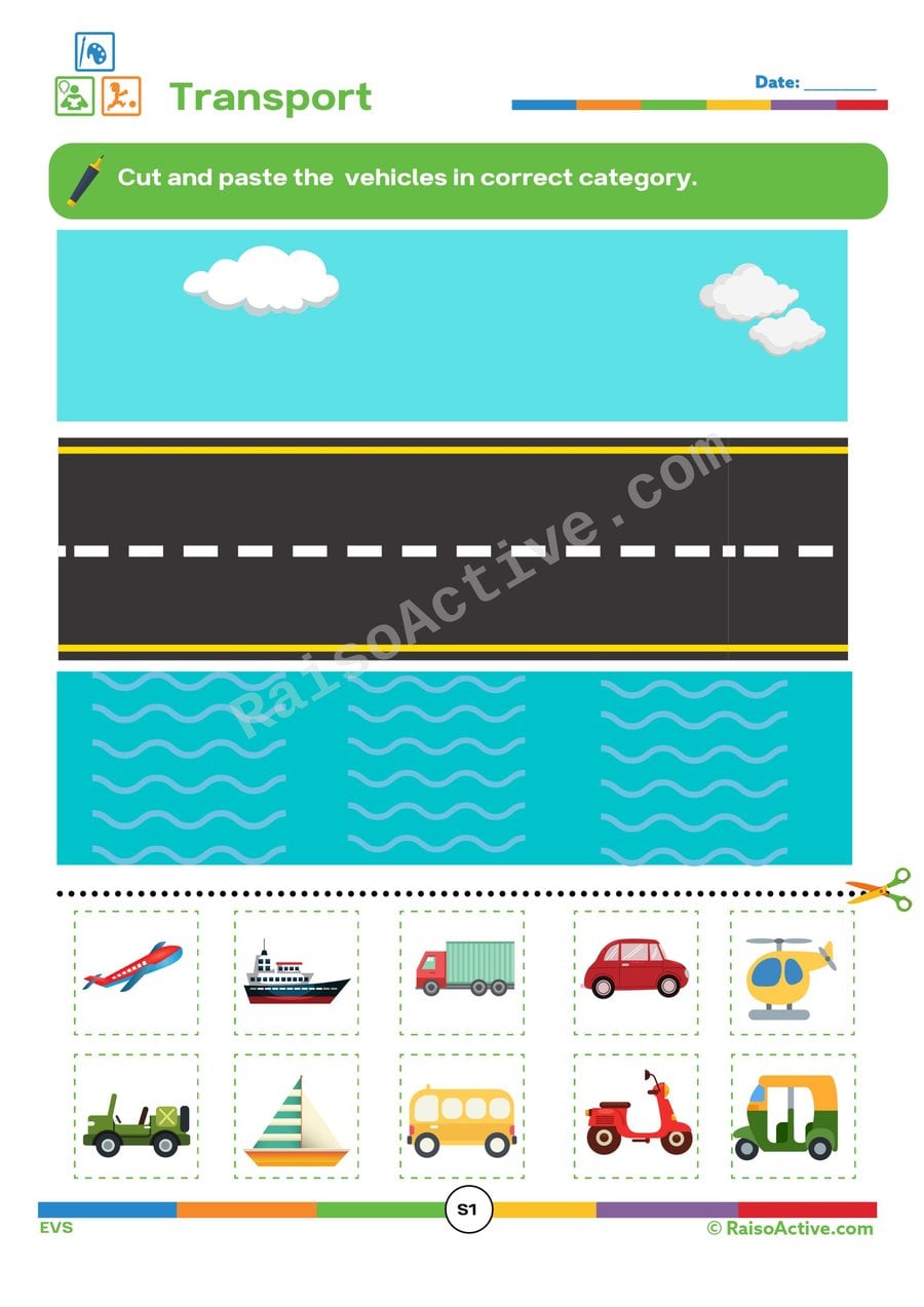 Transport Sorting Worksheet for Preschoolers