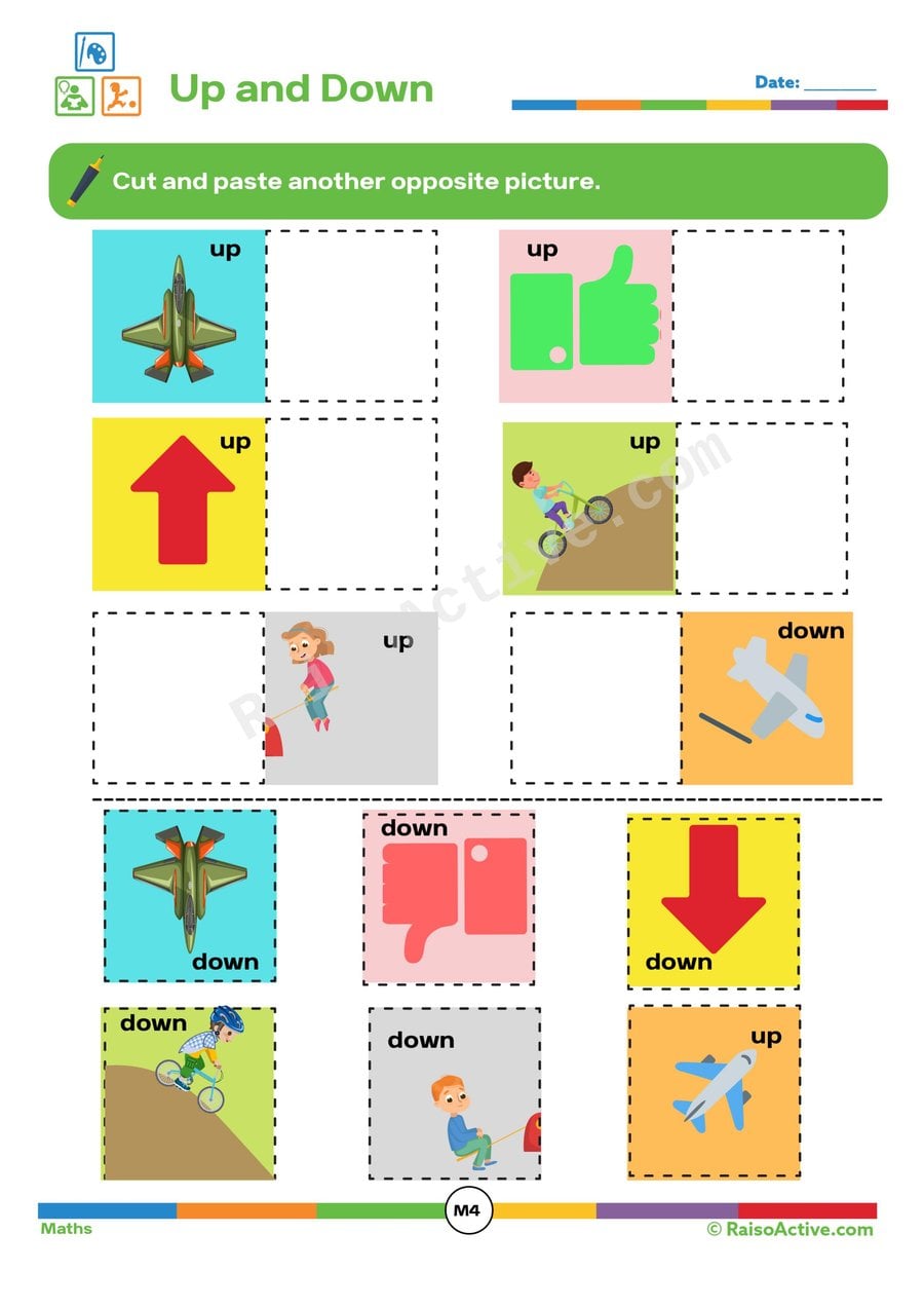 Up and Down Worksheet: Cut and Paste Opposites!