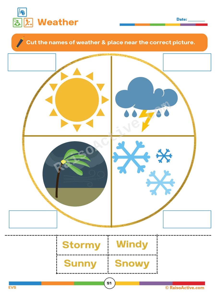 Weather Matching Worksheet for Preschoolers