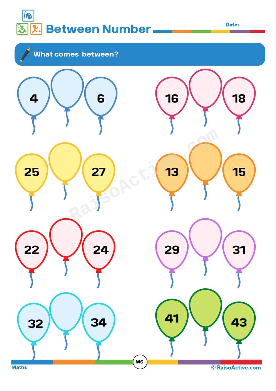 What Comes Between? Number Worksheet for Kids