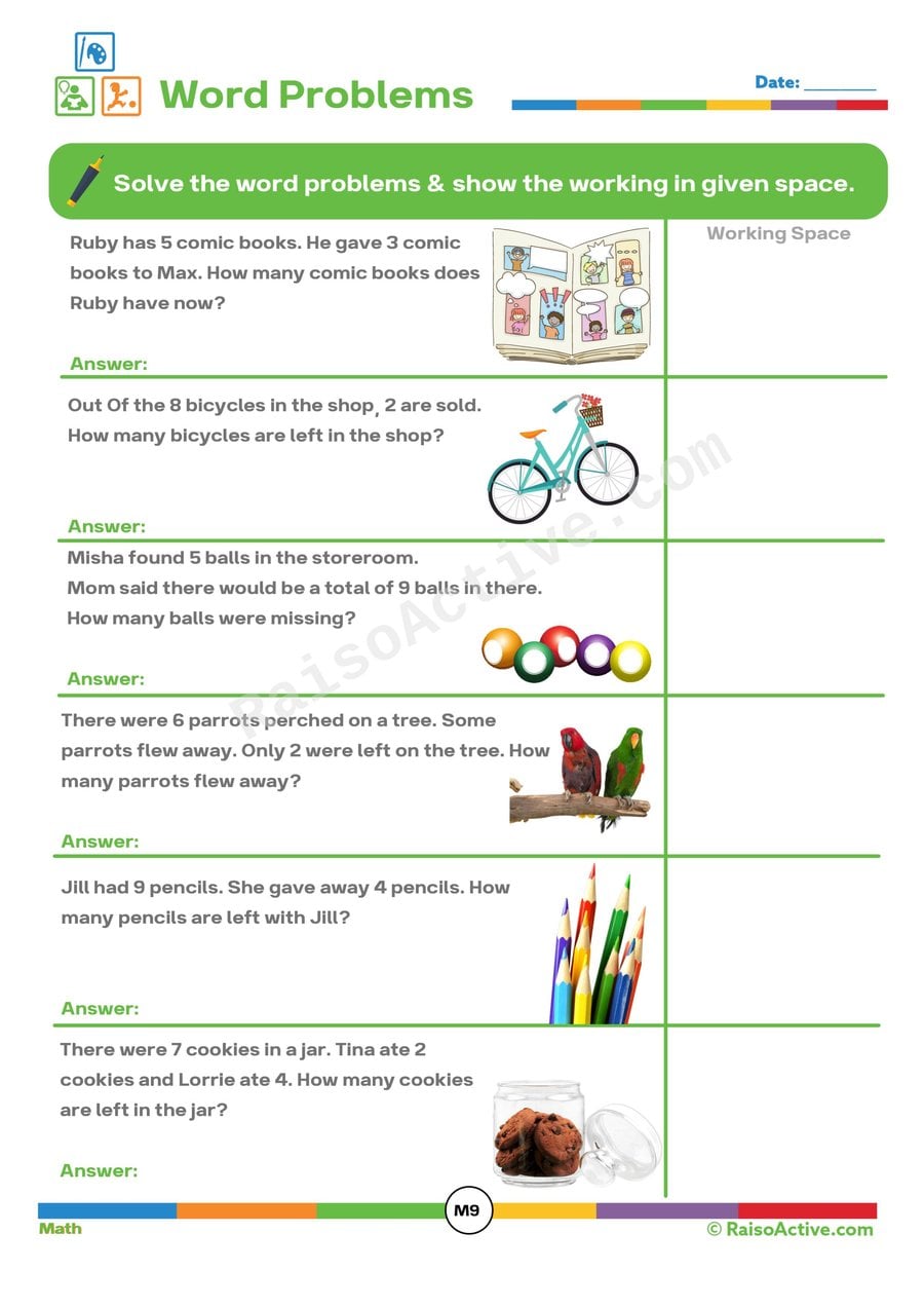 Word Problems Worksheet for Early Learners