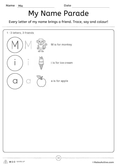 Name parade in black & white, with line-art pictures