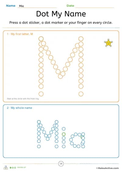 Dot my name: for dot markers, stickers or fingers