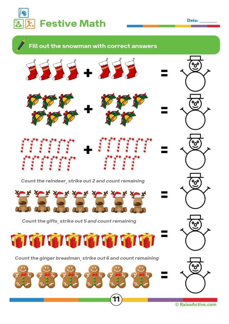 Christmas Activity Book for Preschool & Kindergarten: Festive Counting, Crafts & Coloring - Page 12