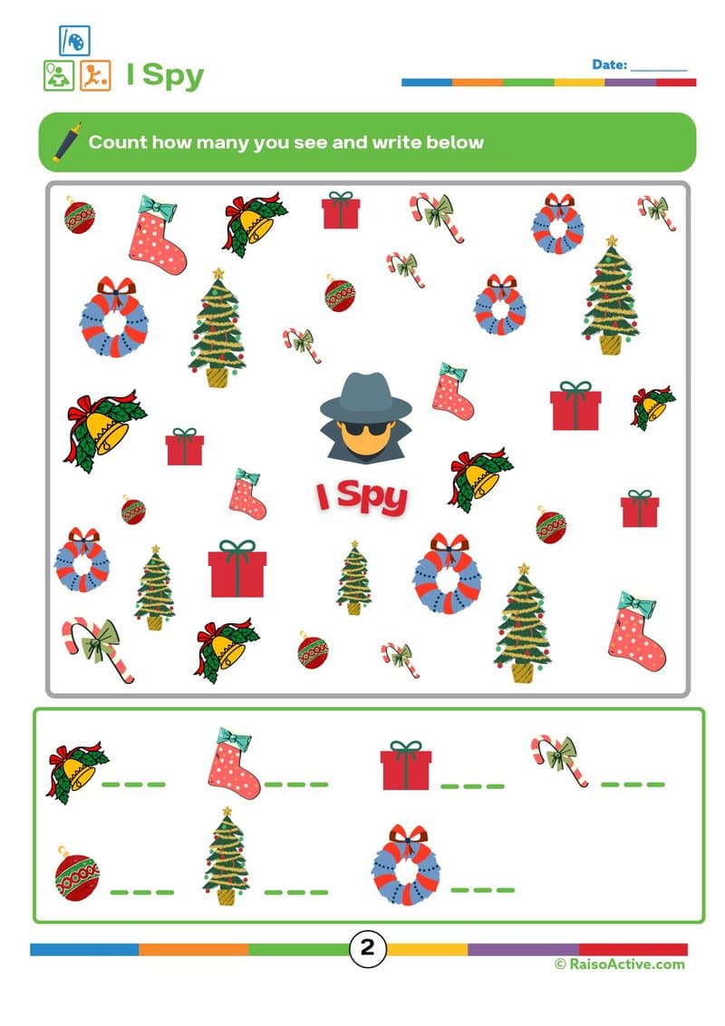 Christmas Activity Book for Preschool & Kindergarten: Festive Counting, Crafts & Coloring - Page 3
