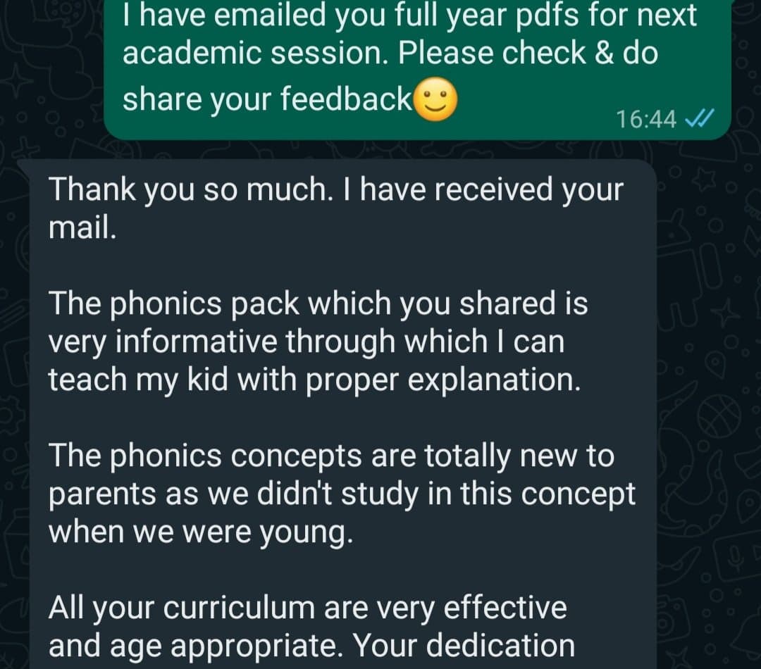 Parent feedback - phonics pack is very informative