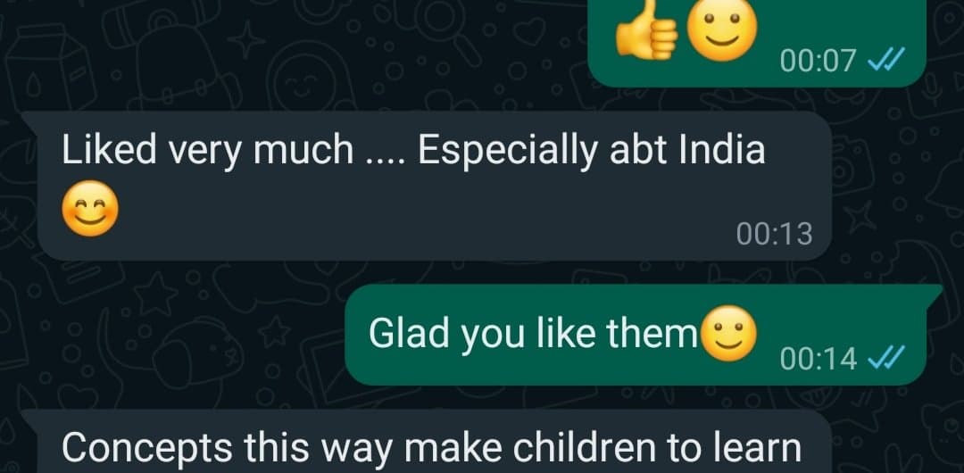 Parent feedback - liked especially the India content