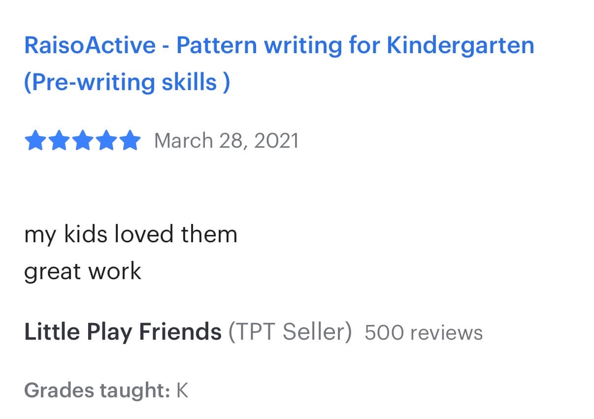 TPT review - kids loved pattern writing worksheets