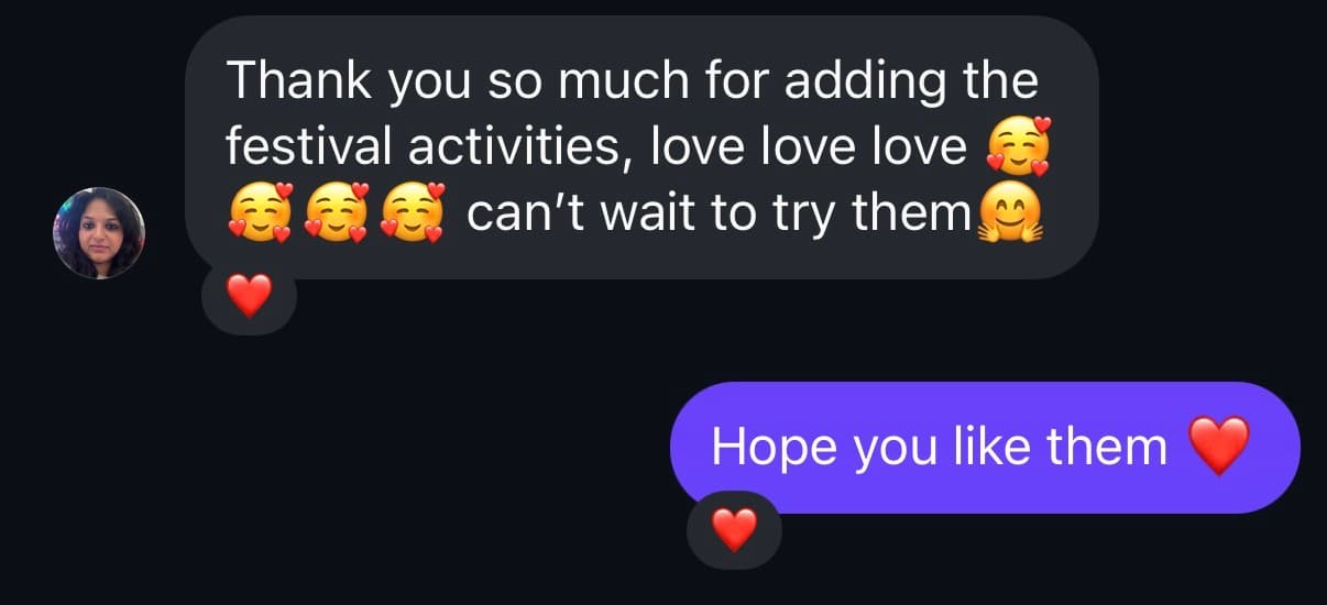 Instagram DM - love festival activities