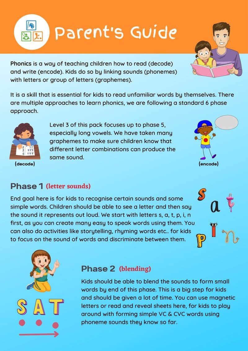 Phonics Level 3 Long Vowels Activity Book for Kindergarten & 1st Grade - Page 2